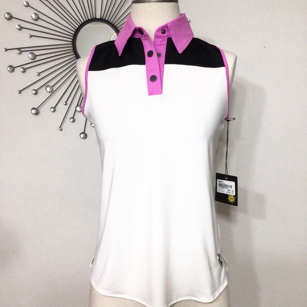 Belyn Key Women's Sleeveless Golf Top - White, Black, and Fuchsia